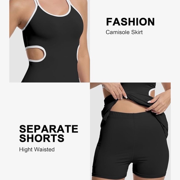 Womens Tennis Dress Golf Dresses with Shorts, Inner Pocket Sleeveless Casual - Picture 4 of 7